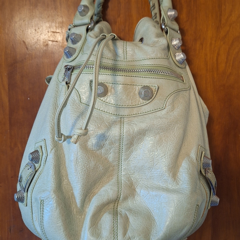 Balenciaga Giant Pompon Bag MINT GREEN